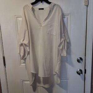 SHEIN Cream V-Neck Tunic Top